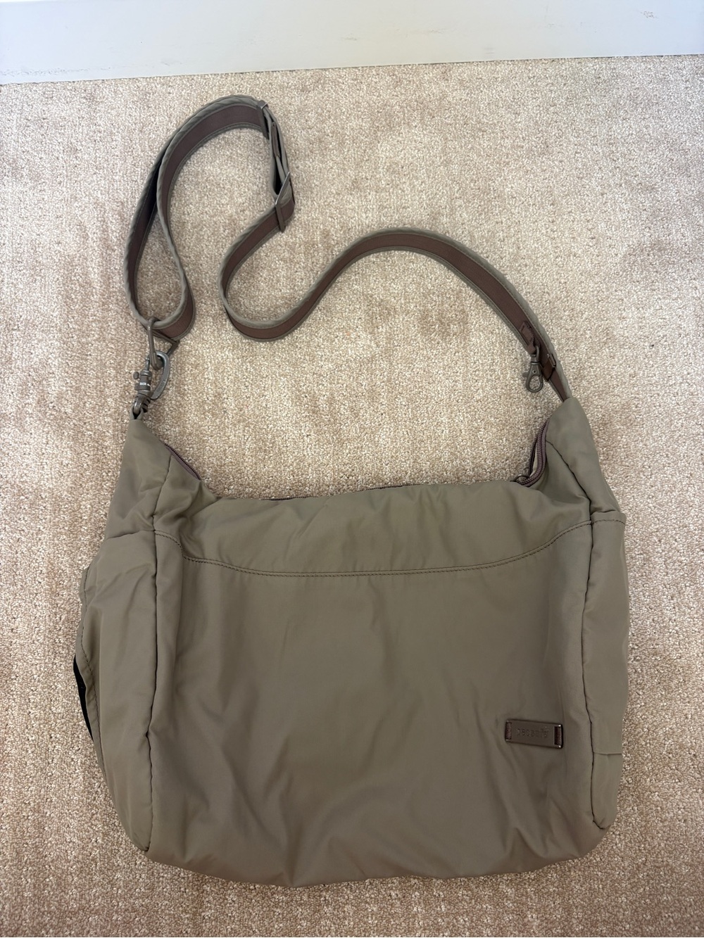 Pacsafe Olive Taupe Crossbody Shoulder Bag